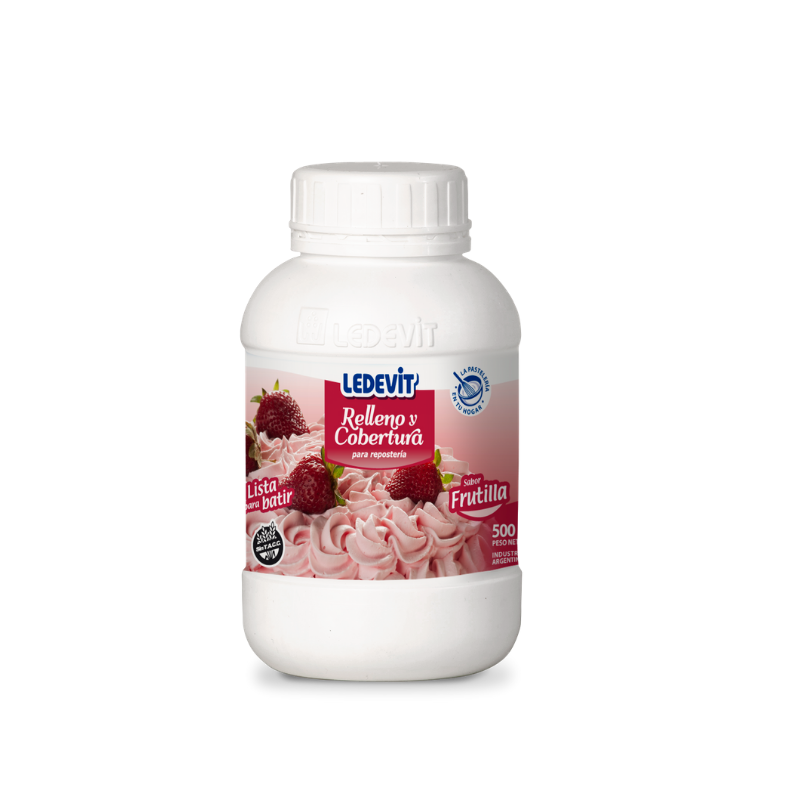 Relleno y cobertura frutilla Ledevit x 500 Grs.