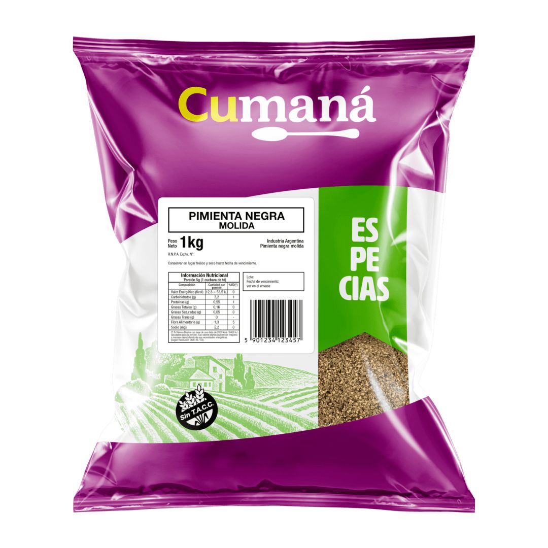 Pimienta negra molida Cumaná x 1 Kg.