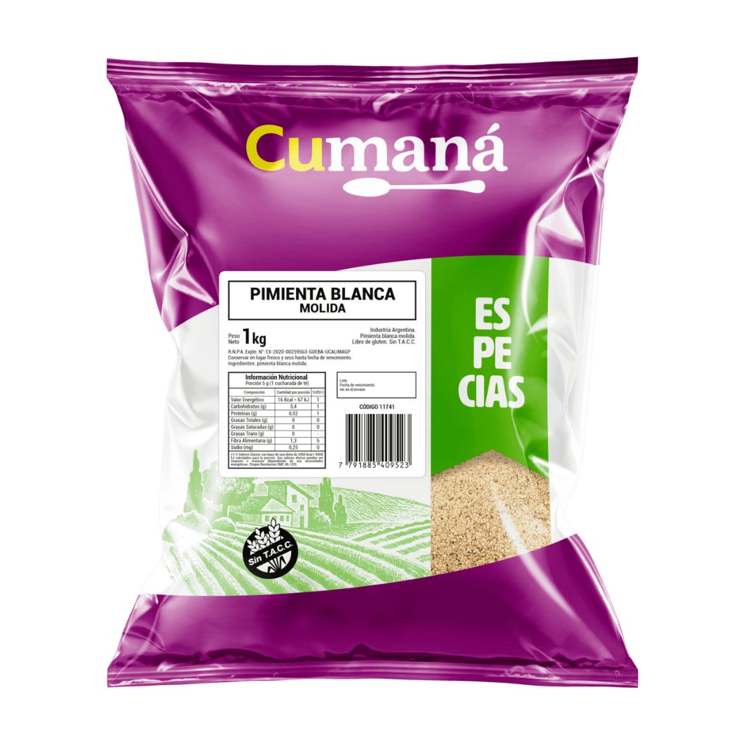 Pimienta blanca molida Cumana x 1 Kg.