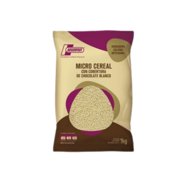 Micro cereal bañado en chocolate blanco x 1 Kg.