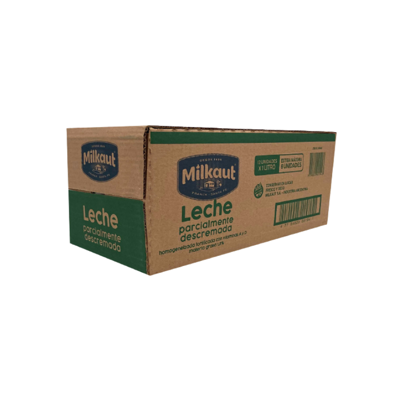 Leche descremada Milkaut x 12 Unid. de 1 Lts.