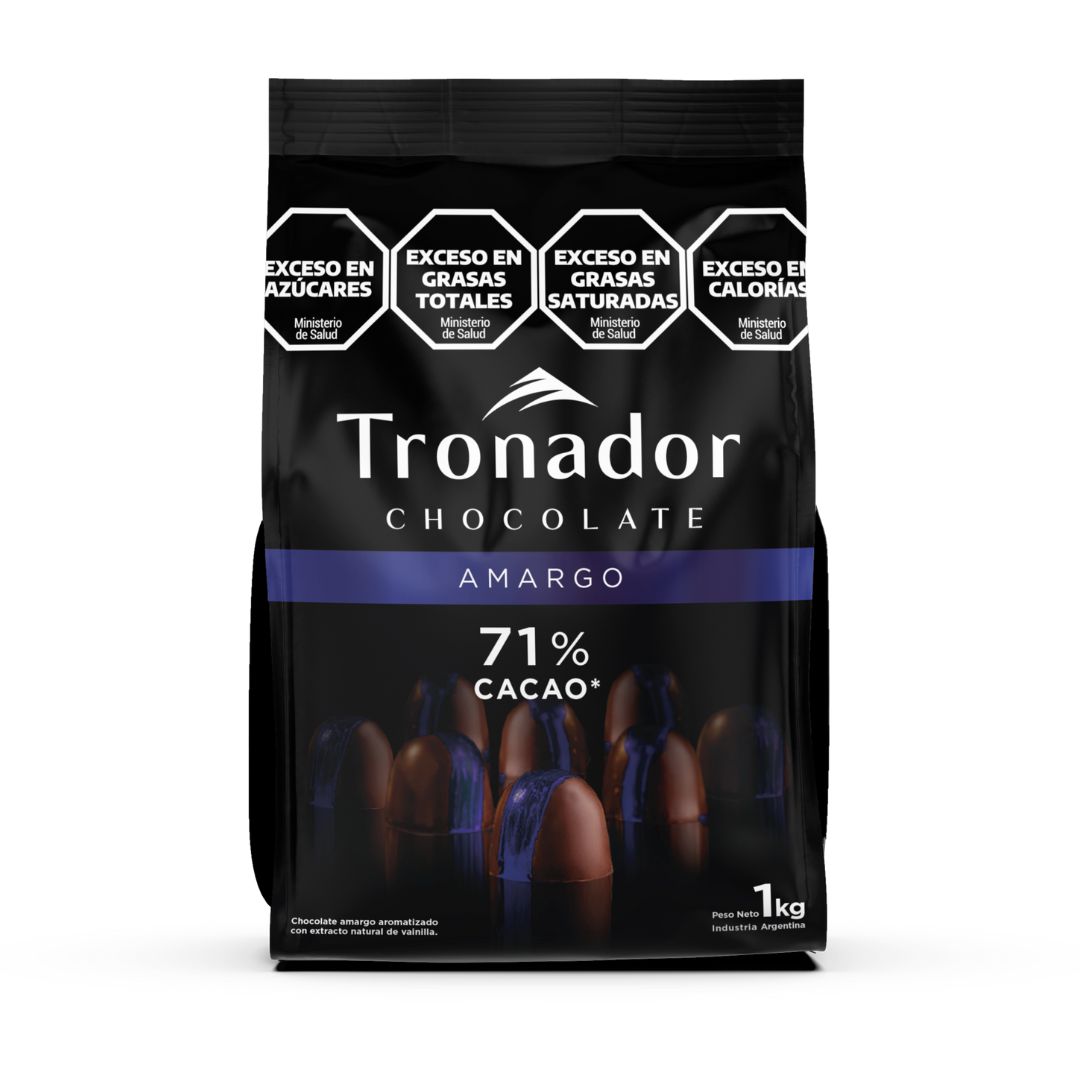 Chocolate cobertura amargo Tronador 71% cacao x 1 Kg.