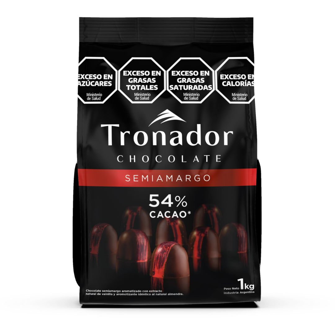 Chocolate cobertura Tronador semi amargo x 1 Kg.