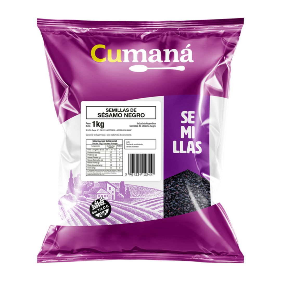 Semillas de sésamo negro Cumaná x 1 Kg.