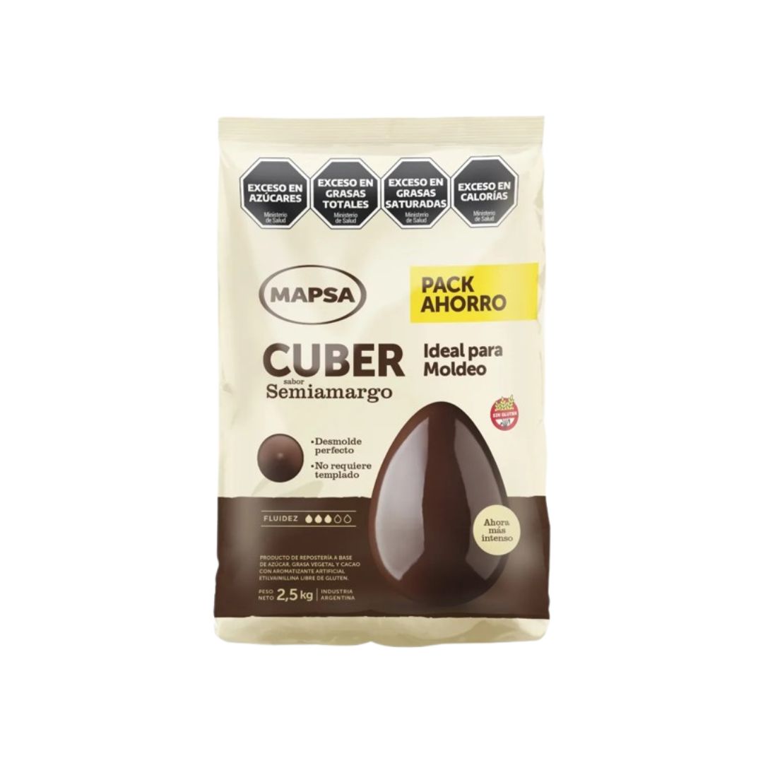 Chocolate mapsacuber semiamargo por 2.5 Kg.